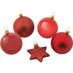 Weihnachtskugel-Set 50-teilig Rot