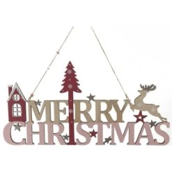 Schriftzug Merry Christmas Zum Aufhängen Holz Natur 42 X 21 Cm