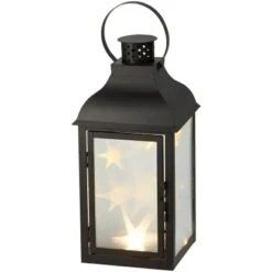 Metall-Laterne Mit LED-Kette Holographie Warmweiß