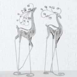 Weihnachts Figuren Rehntier Silber 22 X 9 X 65 Cm 2fach-sortiert