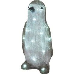 LED-Figur Pinguin 29 Cm Weiß-Schwarz-Grau