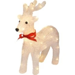 LED-Hirsch 34,5 Cm Weiß-Rot-Schwarz