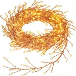 LED-Drahtlichterkette 480 LEDs Warmweiß Transparentes Kabel 9,8 M