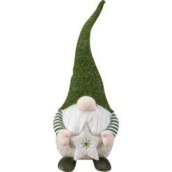 Stoff-Weihnachtsmann Sitzend Grün-Weiß