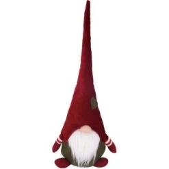 Stoff-Wichtel Sitzend Rot-Grau