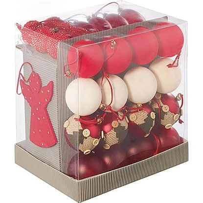 Baumschmuck-Set 50-teilig Rot-gold 3 Baumschmuck-Set 50-teilig Rot-gold