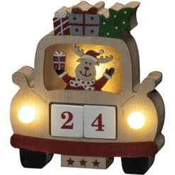 Konstsmide LED Holzsilhouette Rentier Im Automit Datumswürfeln