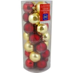 Vitbis Weihnachtskugel-Mix Glas ø 6 Cm 28 Stück Rot-Gold