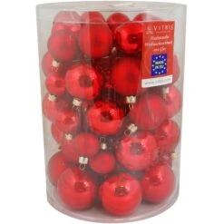 Vitbis Weihnachtskugel-Set Glas ø 4-7 Cm 60 Stück Rot