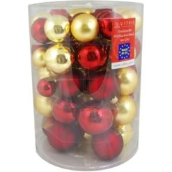 Vitbis Weihnachtskugel-Set Glas ø 4-7 Cm 60 Stück Rot-Gold