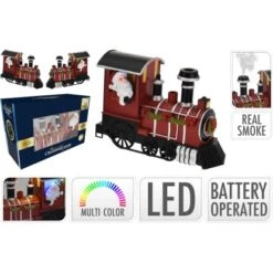 Weinachts-Lokomotive Mit Bunten LED Und Dampf 19 Cm