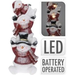 Weihnachtliche Dekorative Figur Beleuchtet "3 Schneemännern" 70 Cm Groß