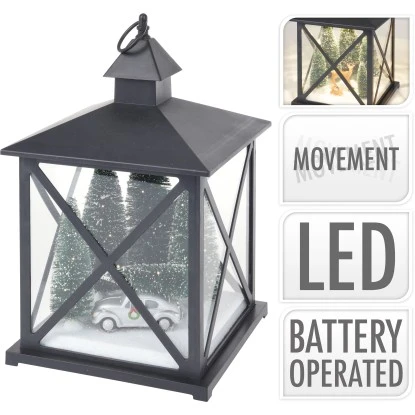 Laterne Mit Weihnachtszene Schwarz Flackerndes Licht 3 Laterne Mit Weihnachtszene Schwarz Flackerndes Licht