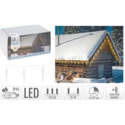 Eiszapfen Lichterkette 40 LEDs Und Timer- Und Memoryfunktion 5,7 M
