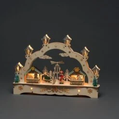 Konstsmide LED-Holzsilhouette 2 Häuser Und Junge