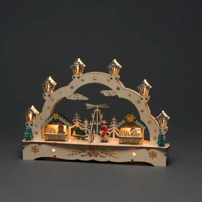 Konstsmide LED-Holzsilhouette 2 Häuser Und Junge 3 Konstsmide LED-Holzsilhouette 2 Häuser Und Junge