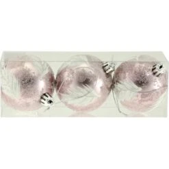 Baumschmuck Kugeln Aus Kunststoff 3 Stück Rosé-Weiß Ø 6 Cm