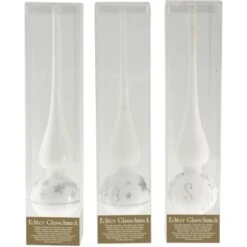 Baumschmuck Baumspitze Aus Glas In 3 Ausführungen Weiß-Silber 28 Cm X 6 Cm