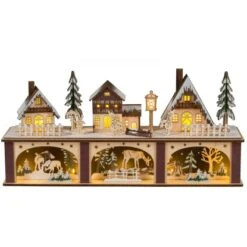 HGD Winterstadt Mit Sockel Und LED-Beleuchtung Ca. 45 X 11 X 34 Cm