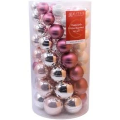 Vitbis Weihnachtskugeln Ø 4 Cm - 7 Cm 60 Stück Rosa Mix