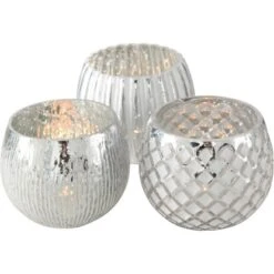 Boltze Selected Windlicht "Ainara" Aus Glas In Silber Ca. 11 Cm In 3 Designs