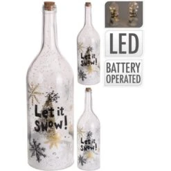 Deko Flasche 45 Cm 10 LED Deko Mit Schnee 2fach-sortiert