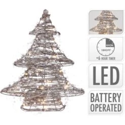 Weihnachtsbaum Aus Rattan 38 Cm Mit 30 Warmweißen LED